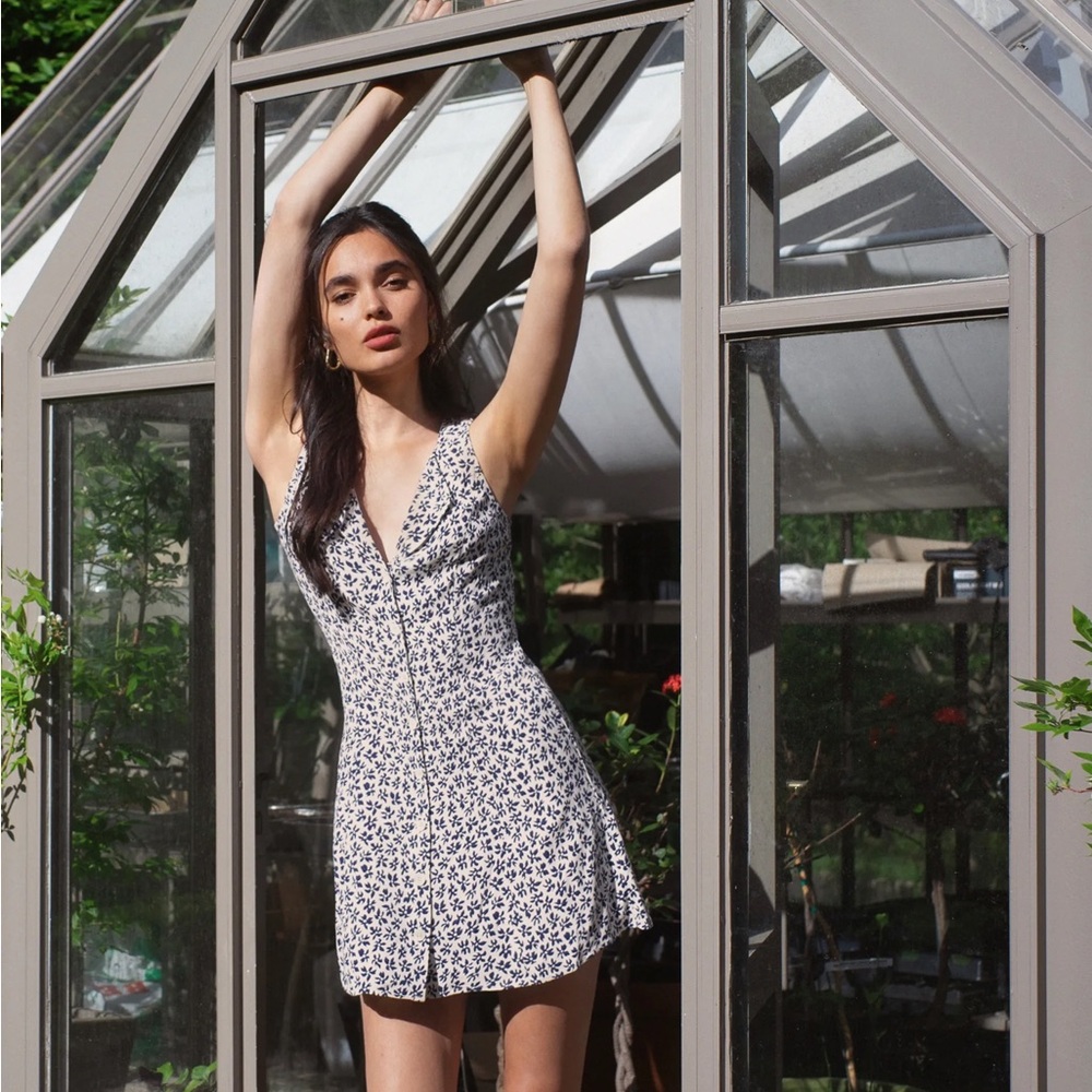 Reformation Blue and White Floral Mini Dress